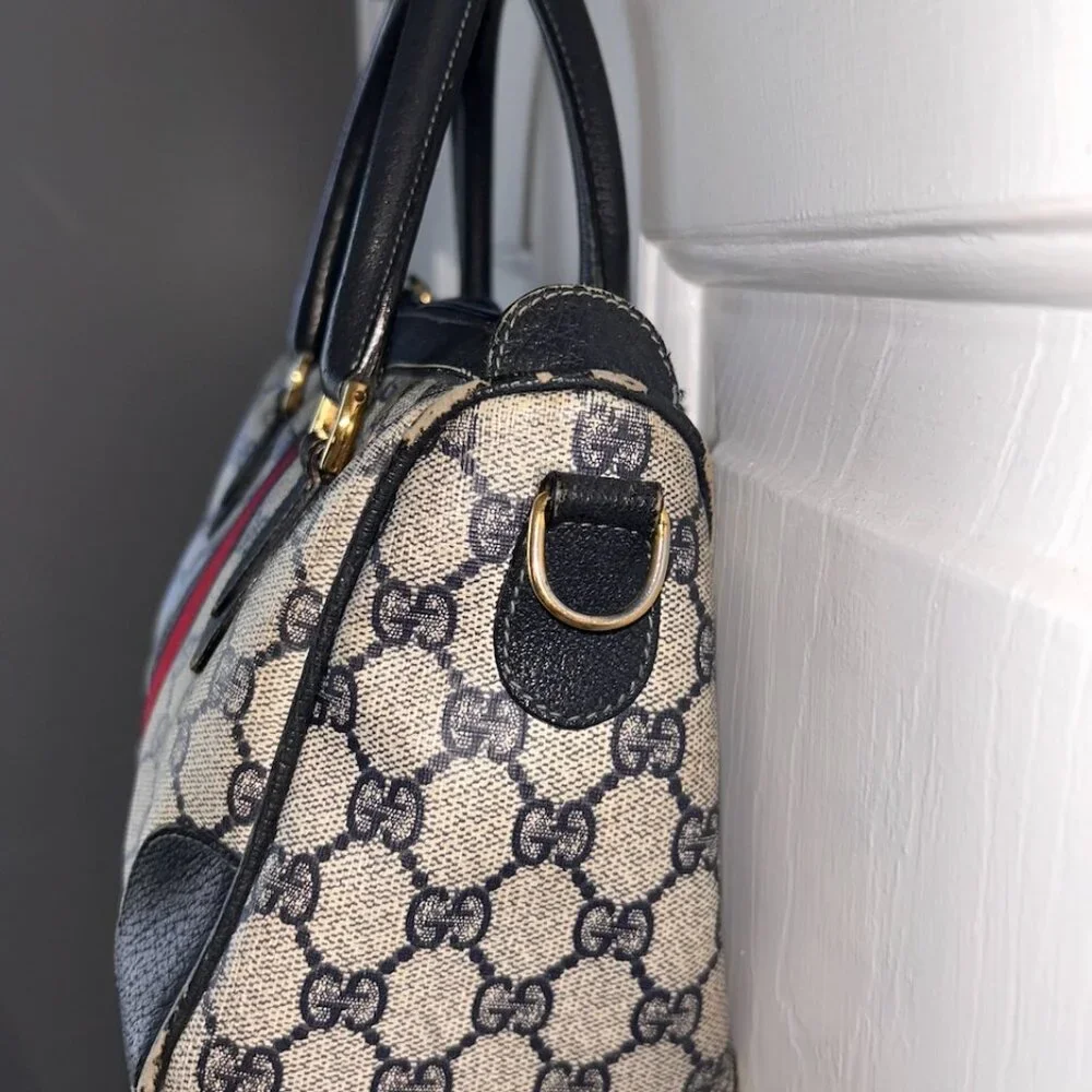 Gucci Monogram Boston Bag – Navy Web Stripe - Picture 7 of 7